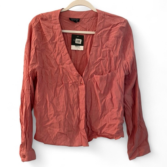 Topshop Tops - Topshop Pink Long Sleeve Relaxed Blouse